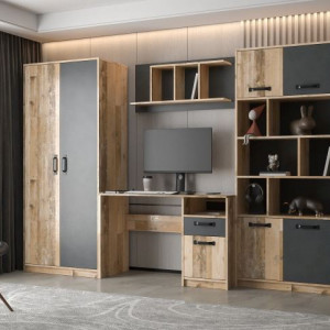 Меблева стінка KARLA 2 2830x540x1950 олд стайл світлий/матера