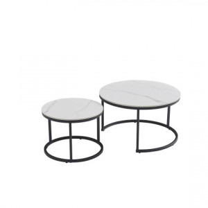 Комплект журнальних столиків Atlanta 700x700x410 чорний/біла кераміка