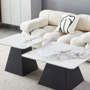 Комплект журнальних столиків Vigo 800x800x430 чорний/біла кераміка