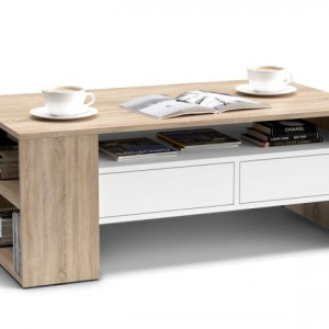 Стіл журнальний Boris 700x700x410 дуб сонома/білий