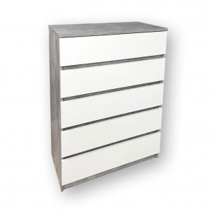 Комод Sofi на 5 шухляд 700х370х1050 мм Бетон/Білий