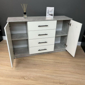 Комод Standart 4+2 ДСП 1250х350х810 мм Бетон/Білий (10084842)