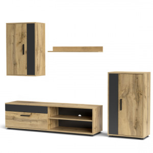 Меблева стінка Berno 2040х353х1500 дуб вотан/антрацит