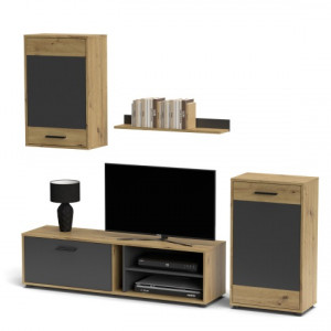 Меблева стінка Valetta 2050х353х1800 дуб артізан/антрацит