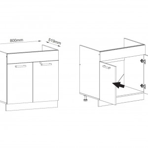 Кухонна стінка Nina 180+60 2400х520х2120 білий платиновий/дуб крафт золотий, матера