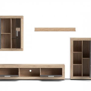 Меблева стінка Fiordo FRW 2742х398х1700 дуб сонома/графіт LED