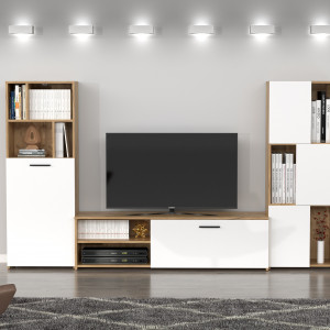 Меблева стінка Joy JOW2 2400х350х1370 дуб крафт золотий/білий