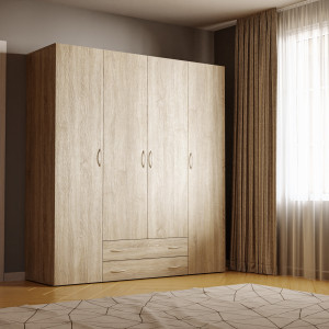 Seba SB4 Шафа гардеробна 4Д, 2Ш 1600x510x1770 дуб сонома