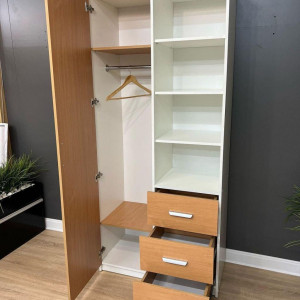 Шафа Milan 1ДВ3Ш 900х470х2000 Білий/Бук Баварія