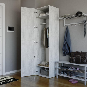 Шафа-пенал зі штангою та полицями ST-0012 600х520х2180 мм Бетон