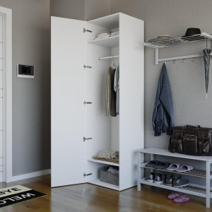 Шафа-пенал зі штангою та полицями ST-0012 600х520х2180 мм Білий