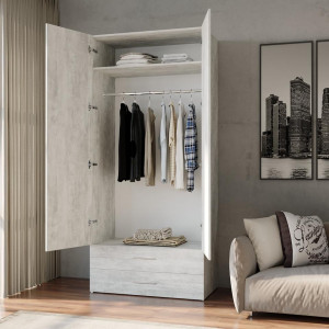 Шафа для одягу SТ0002 зі штангою та двома ящиками 1000x520x2190 Бетон 