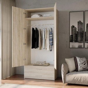 Шафа для одягу SТ0002 зі штангою та двома ящиками 1000x520x2190 Дуб сонома 