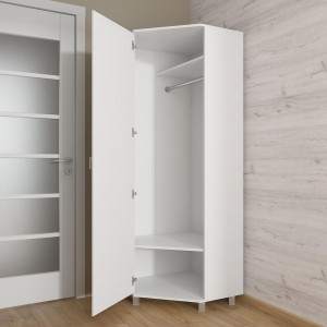 Шафа кутова зі штангою та полицями Id27-1464 700х700х1930 мм Білий