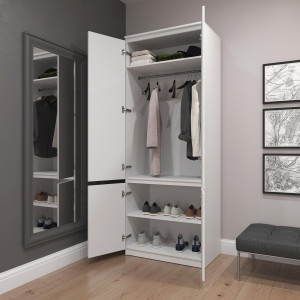 Шафа для одягу та взуття з фасадами без ручок R-10 802/500/2110 Дуб Сонома-Білі планки 