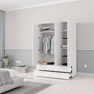 Шафа розпашна Spazio Threedoor 3Д+4Ш ДСП 1378х500х1986 Білий