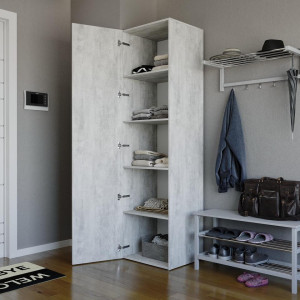 Шафа-пенал з полицями ST-0013 600х520х2180 мм Бетон