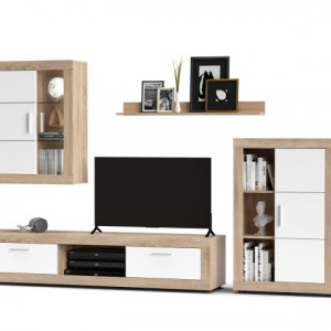 Меблева стінка Fiordo FRW 2742х398х1700 дуб сонома/білий LED