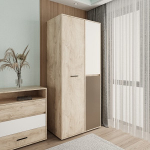 Mito MI5 Шафа гардеробна 2 дверна 900x550x2078 дуб ендгрейн/дуб ендгрейн, білий, лате