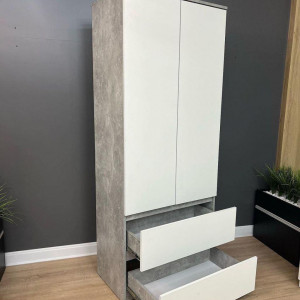 Шафа Kvatro 2ДВ2Ш з полицями 800х470х1990 Бетон/Білий Шафа Kvatro 2ДВ2Ш з полицями 800х470х1990 Бетон/Білий