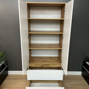 Шафа Kvatro 2ДВ2Ш з полицями 800х470х1990 Дуб Аппалачі/Білий Шафа Kvatro 2ДВ2Ш з полицями 800х470х1990 Дуб Аппалачі/Білий