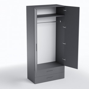 Шафа для одягу SТ0002 зі штангою та двома ящиками 1000x520x2190 Антрацитовий 