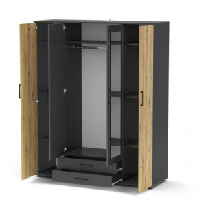 Шафа гардеробна Poseda PS2 4Д 2Ш 1592x535x1970 антрацит/дуб артизан