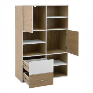 Fumo FM3 Пенал 2Д, 2Ш 939x411x1388 дуб кам'яний/білий  Fumo FM3 Пенал 2Д, 2Ш 939x411x1388 дуб кам'яний/білий