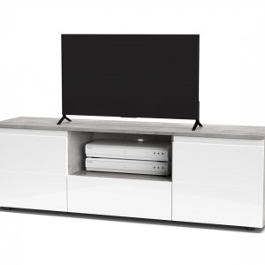 Тумба під телевізор Mezo MZ140 ЛДСП, МДФ, LED 1400x450х350 мм вудкон/білий глянець Тумба під телевізор Mezo MZ140 ЛДСП, МДФ, LED 1400x450х350 мм вудкон/білий глянець