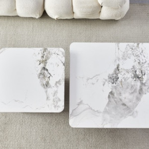 Комплект журнальних столиків Vigo 800x800x430 чорний/біла кераміка