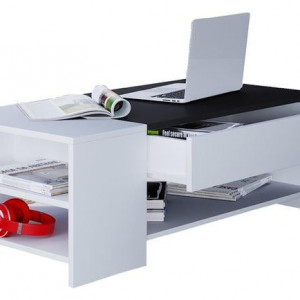 Стіл журнальний Tindus 1000х500х350 мм Білий/Чорний