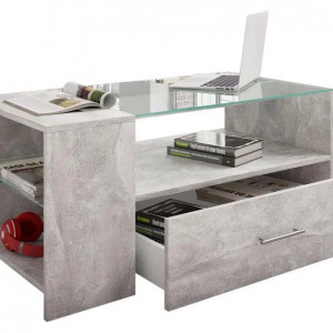 Стіл журнальний з шухлядою Tindala 1000х500х450 мм Бетон