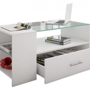 Стіл журнальний з шухлядою Tindala 1000х500х450 мм Білий Стіл журнальний з шухлядою Tindala 1000х500х450 мм Білий