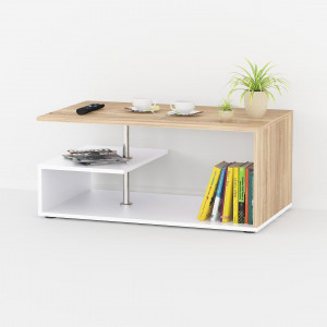 Журнальний стіл S-7 ДСП 16 мм 910х526х410 мм Дуб Сонома/Білий Журнальний стіл S-7 ДСП 16 мм 910х526х410 мм Дуб Сонома/Білий