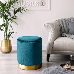 Пуф "Gusar" 360×360×440 мм Велюр Синьо-зелений Пуф "Gusar" 360×360×440 мм Велюр Синьо-зелений