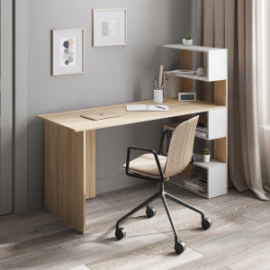 Стіл письмовий FST-15 1416х600х1226 мм Дуб сонома/Білий, Німфея Альба