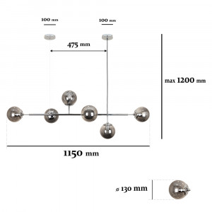 Люстра 7529802-6 CR+BK