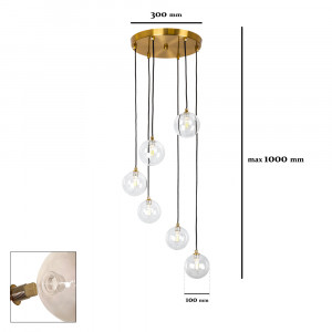 Підвісний світильник 761P1006F-6 BRZ+CL (300)