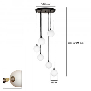 Підвісний світильник 761P1006F-6 BK+WH (300)