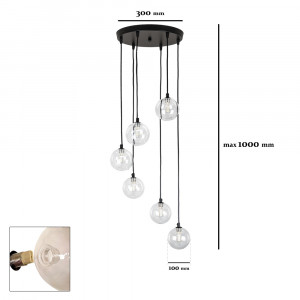 Підвісний світильник 761P1006F-6 BK+CL (300)