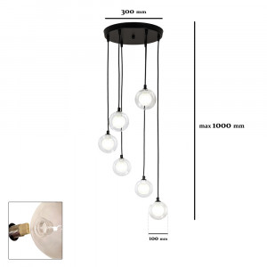 Підвісний світильник 761P1006F-6 BK+CLWH (300)