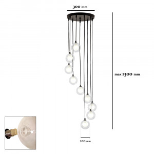 Підвісний світильник 761P1009F-9 BK+CLWH (300)