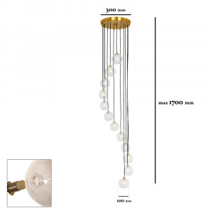Підвісний світильник 761P1012F-12 BRZ+CL (300)