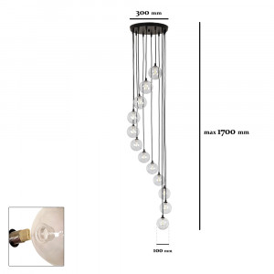Підвісний світильник 761P1012F-12 BK+CL (300)