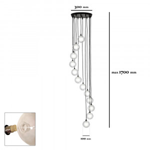 Підвісний світильник 761P1012F-12 BK+CLWH (300)