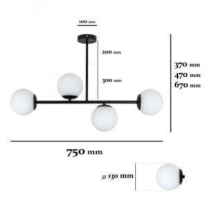 Люстра 7529825-4 BK+WH