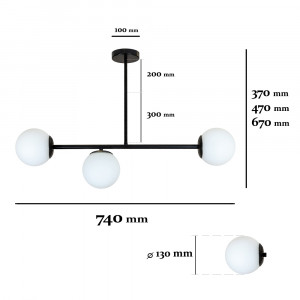 Люстра 7529825-3 BK+WH