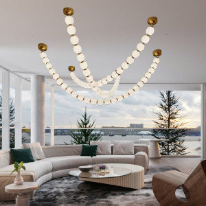 Люстра підвісна велика сучасна перлина VALESO G3873-25 Copper 64W