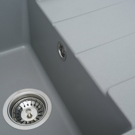 Гранітна мийка для кухні Platinum 6550 INTENSO матова Сірий мусон  фото № 5