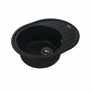 Гранітна мийка для кухні Platinum 6250 SOUL матова Чорний металік